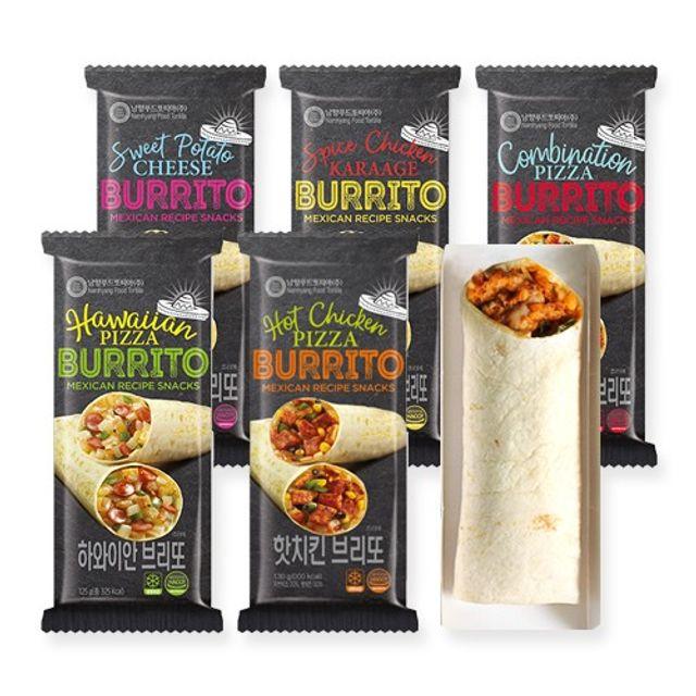  무배 Burrito 멕시코 브리또 5종 실속세트 종류별 1팩씩 혼밥 간편간식 간편조리 비상식량 비상식품 냉동 1 맛보장 콕콕선택