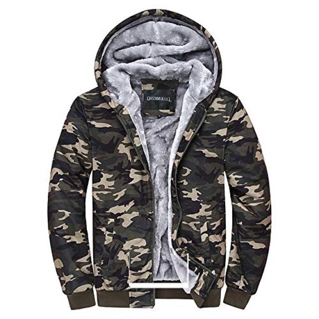 [해외제품] 남자 양털 플리스 후리스 자켓 Dreamskull Camouflage Coats Fleece Hoodie Casual Zip Up 헤비급 후드 자켓 남성용 및 여성용-149158