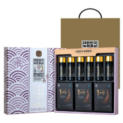 한삼인 기운담은 선물세트 + 쇼핑백, 홍기천 50ml x15포 + 홍삼기력 100ml x6병, 2세트