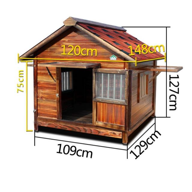 대형 개집 야외 실외 견사 만들기 나무 원목 대형견 야외용 조립식, 4XL-초대형 90cm 대형견 적합 + 창 두개