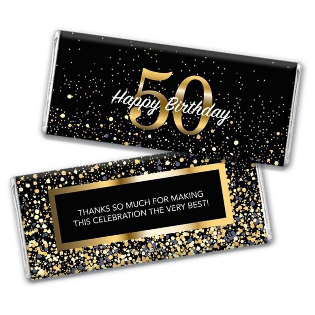 WH Candy 캔디 마일스톤 50번째 생일 초콜릿 바 포장지 선호 24 카운트 Milestone 50th Birthday Favors Chocolate Bar Wrappers Count, 단일상품