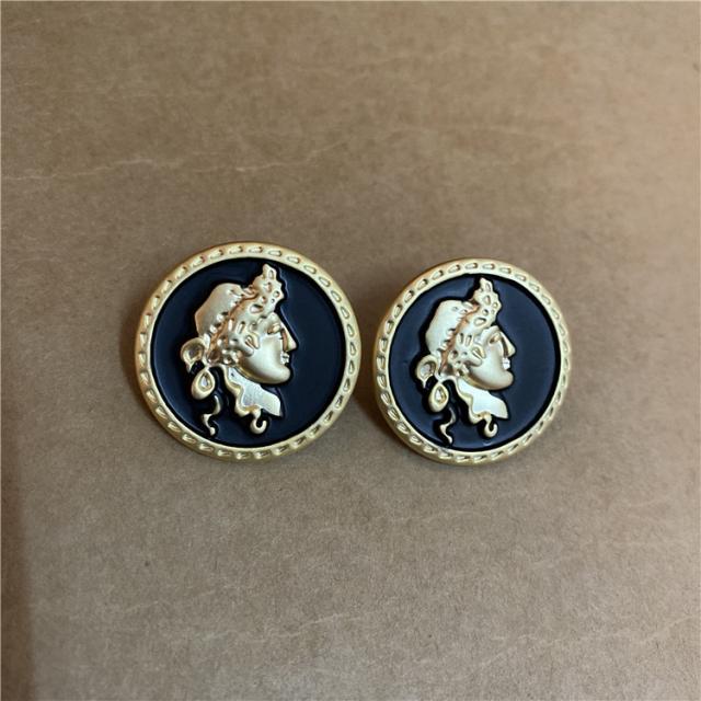 그물 홍안나 같은 귀걸이 차콜 단추 앤티크 귀 징 스크럽 매트 텍스처 엠보싱 은침