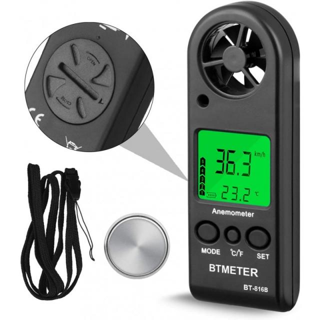 BTMETER 디지털 풍속계 BT-816B 초소형 풍속계 風量計 풍속 및 온도 동시 측정 최대 값 / 평균값 / 순시