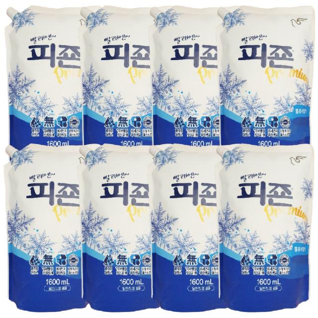 피죤 프리미엄 섬유유연제 블루비앙카, 1.6L, 8개입