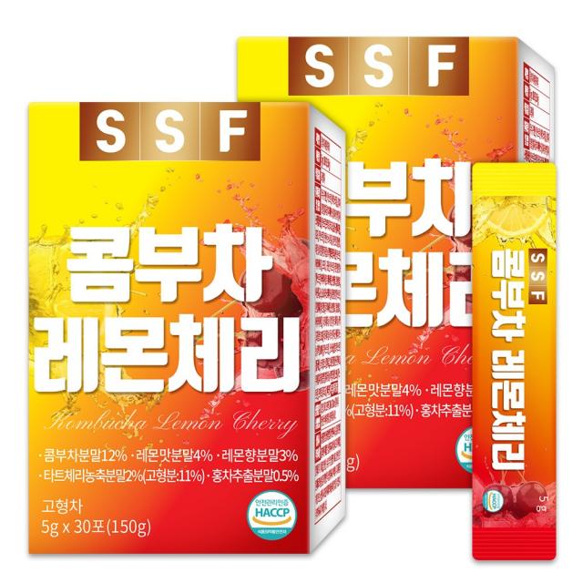 순수식품 콤부차 레몬 체리 분말 스틱 2박스(60포) 스코비 영국산 비타민C 난소화성말토텍스트린, 60개입, 5g