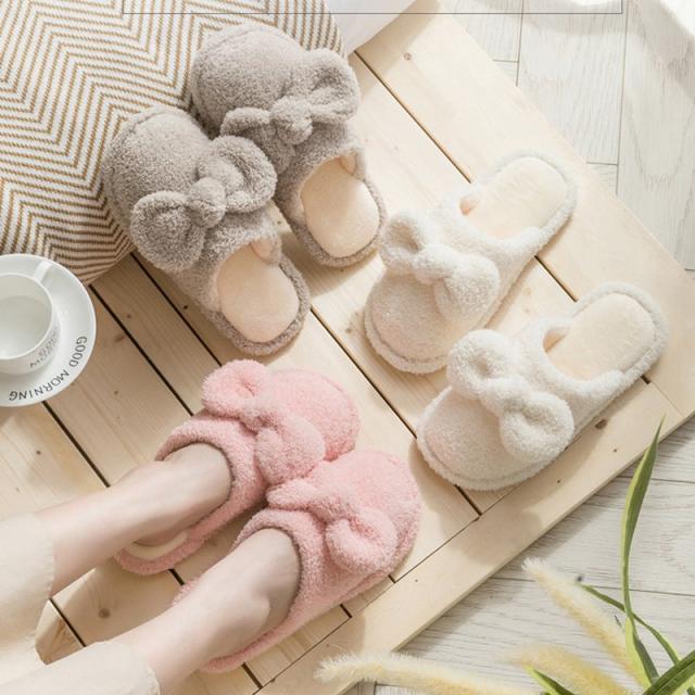 뭉게구름 리본 뽀글이 퍼슬리퍼 털슬리퍼 겨울털실내화 토끼털 슬리퍼
