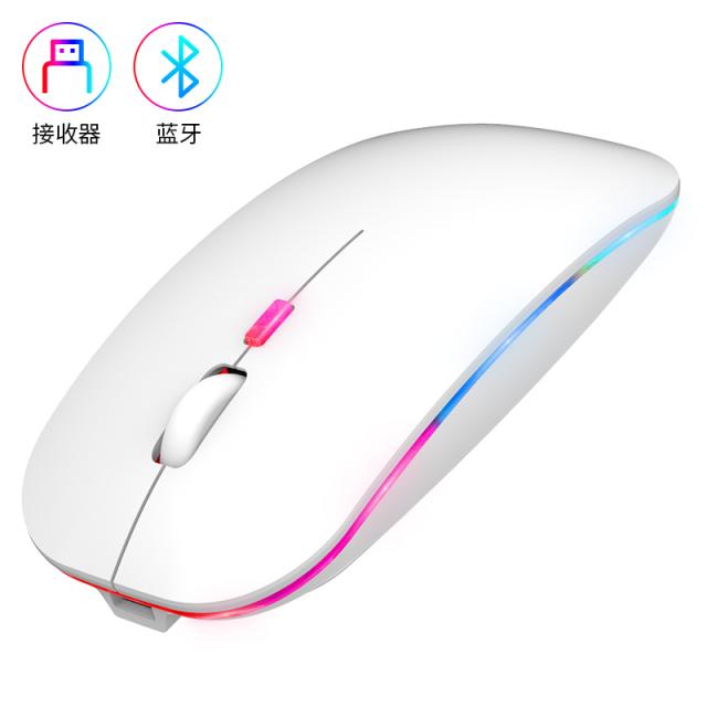 샤오미 마우스 무선 마우스 3 모드 충전 식 typec 블루투스 무선 마우스 5.0 여자 음소거 는 mac 애플 Xiaomi 노트북을 적용, 펄 화이트-블루투스 무선 듀얼 모드 글로우 에디션, 공식 표준