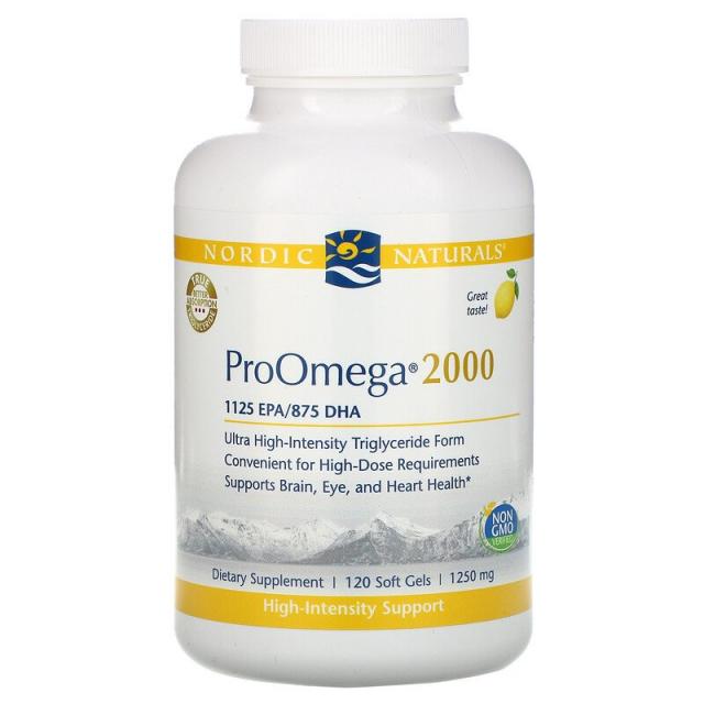 노르딕 네츄럴 프로페셔날 Nordic Naturals 프로오메가 2000 레몬 1 250 mg 120 소프트젤, 120개, 1개