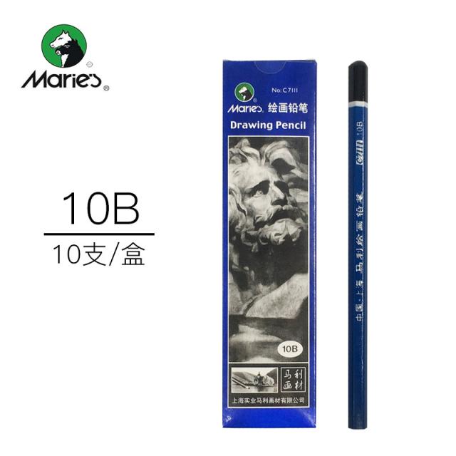 목탄 Maries c7300콩테 미술 소묘 스케치 회화 유연탄 펜 12B14B무광 에스프레소 도안 연필, T04-Maries10B한박스