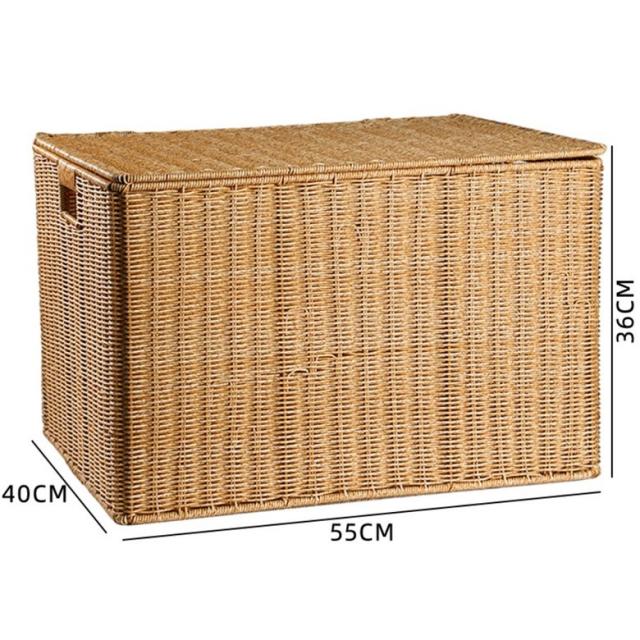 일본식 라탄 수납 바구니 상자 복고풍 옷 의류 보관함 대형 사각 박스 바스켓, 연카55x40x36cm개, 연카 55X40X36cm