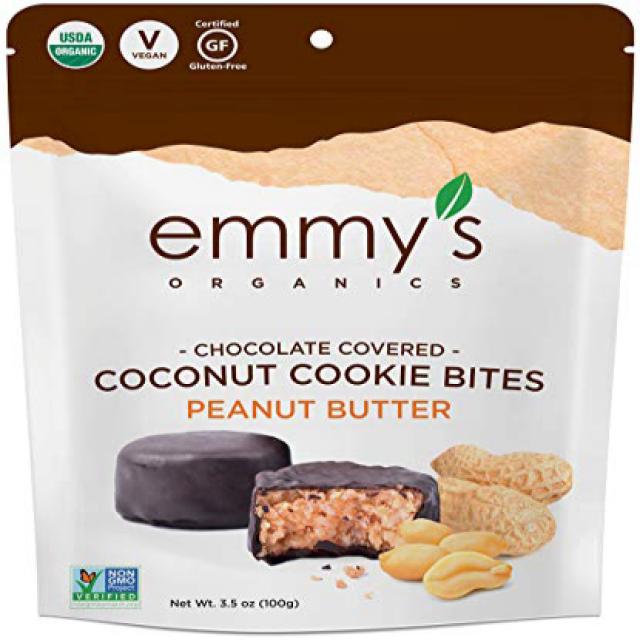 Emmy's Organics Chocolate Covered Coconut Cookies - Peanut Butter 3.5 oz (Pack of 6), 1