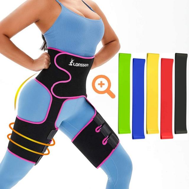 LONSSEN 3 in 1 허리 허벅지 트리머 및 엉덩이 리프터-여성 운동 용 허리 트레이너 하이 웨이스트 허벅