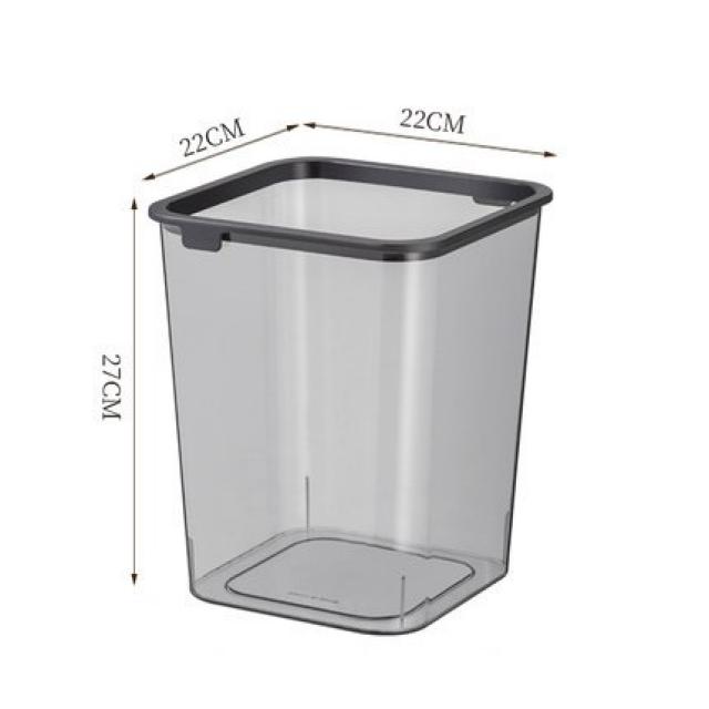 insqs 북유럽 럭셔리 스퀘어 플라스틱 휴지통 투명 수납함, 고급스러운 그레이 x 1