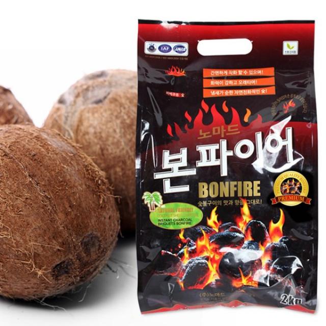 바베큐숯 캠핑 야자숯 조개탄 착화탄 포함 2kg, 단품