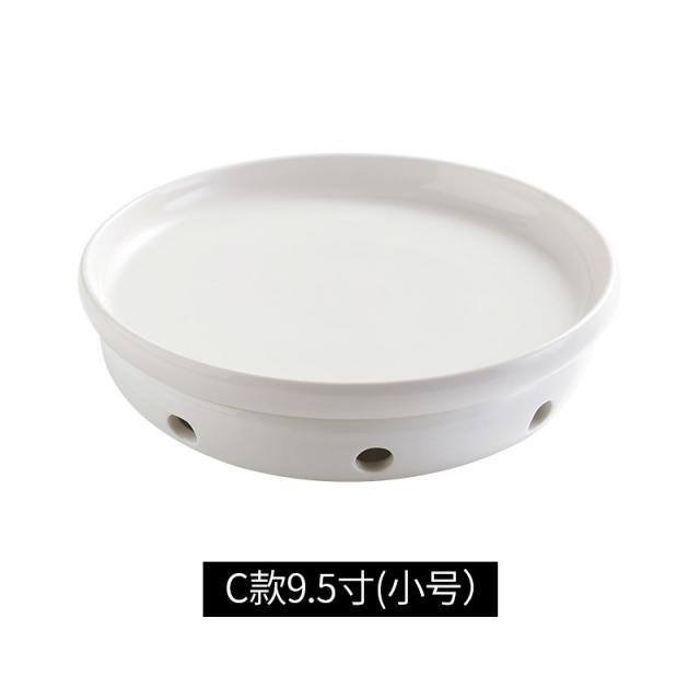 도자기가열 난로 보온 요리 접시 명로 물이끓다 생선 자기식기 팬시 줄기 냄비 그릇 알코올 왁스 촉 4697743715, 9.5 인치 화이트 (증정 12 개