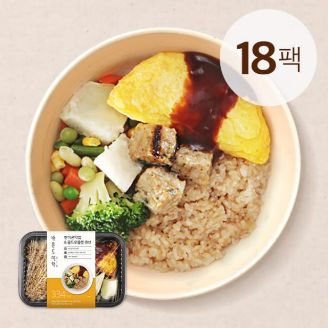 바르닭 바른도시락 현미곤약밥 & 골드오믈렛 큐브, 250g, 18팩