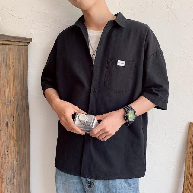 와이즈샵 반팔셔츠룩 반팔셔츠남방 여름 핑크반팔셔츠 와이드 루즈핏 와이셔츠 J남풍 오리지널제작 작업 시칠리아다 마른남자옷