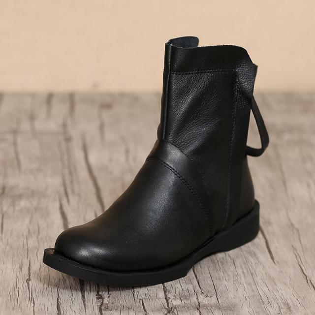 여자플랫워커 워커 굽이얕은부츠 플랫 진피 털추가 방한화 2019 봄가을 캐주얼화 빅사이즈 여성신발 단화 앵클부츠