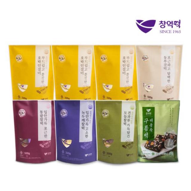 기타 창억떡 6종 세트(호박인절미+동부찰떡+통팥찰떡+녹두깨찰떡+모듬찰떡+구름떡_총80개), 1