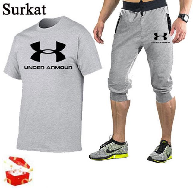 Surkat 남자 반팔티 under armour 반팔반바지세트 새롭다 헬스반팔 + 운동반바지 +선물