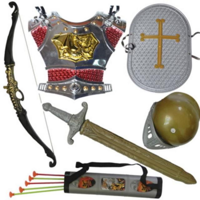 [해외직구] 전사 장난감 무기 세트 기사검 방패 레드 포인트 갑옷, 1개, 장난감무기풀세트