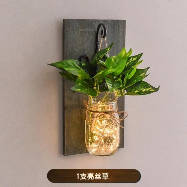 북유럽벽장식 인테리어 Creative wall decoration into the door wall plant pendant living room restaurant interior bedroom -631792325914, 밝은 실크 잔디 (배터리 조명을 내림차순으로 3 미터o