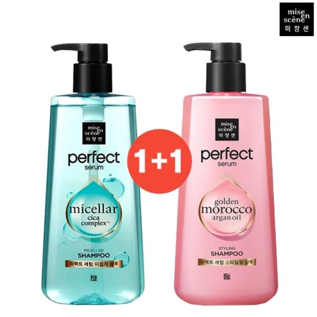 다봄마켓 [미쟝센]Perfect serum 미셀라 샴푸1개+스타일링 샴푸1개 각680ml 샴푸, 1개