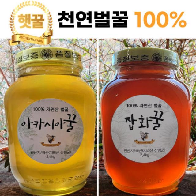 지리산 토종 100% 자연산 아카시아 잡화 국산 천연 벌꿀 2.4kg 택1826633 e1