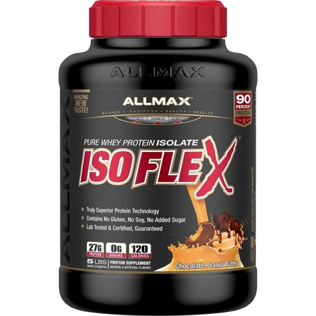 ALLMAX 영양 Isoflex 100 % 울트라 퓨어 유장 단백질 분리 물 땅콩 버터 초콜릿 5 파운드, 단일상품