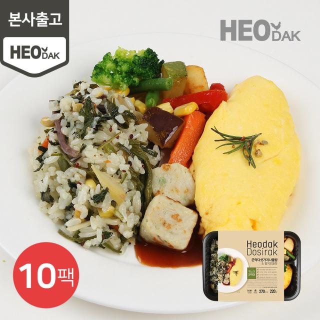 허닭 [본사당일출고] 곤약다섯가지나물밥&참치오믈렛 도시락, 10개, 200g