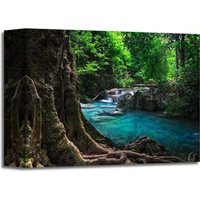 NMT 에라완 폭포와 난조 풍경. 칸차나 부리 태국 갤러리 랩드 캔버스 아트 (8 [Canvas 8.0x10.0