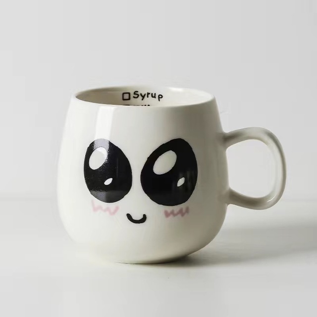 뚜껑 숟가락으로 귀여운 세라믹 머그잔 크리 에이 티브 재밌는 표현 커피 우유 차 워터 컵 아침 재사용 가능한 머그잔 생일 선물 커피잔, 기대하다.