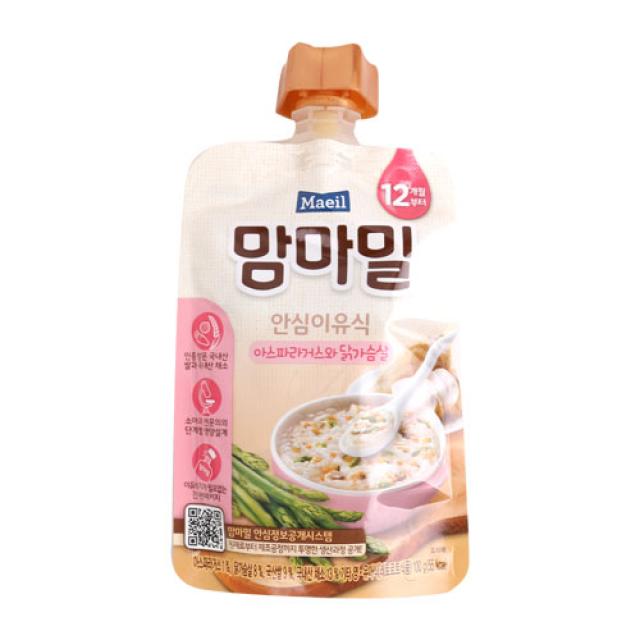 [메가마트] 맘마밀 12개월 아스파라거스닭가슴살 100g, 필수