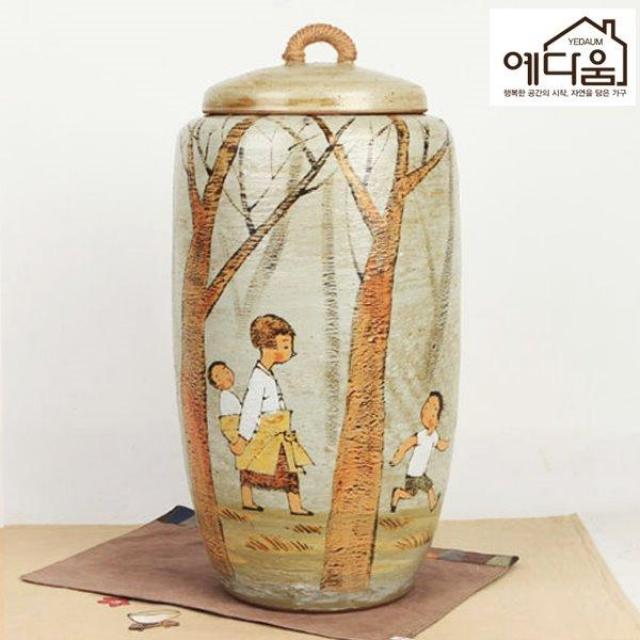 예다움 마중나가는길 쌀독 20kg 쌀통 쌀독 쌀항아리 황토쌀독 쌀뒤주 옹기쌀독 예쁜쌀독 여주쌀독 원목쌀통 쌀보관통 뒤주 렌지대