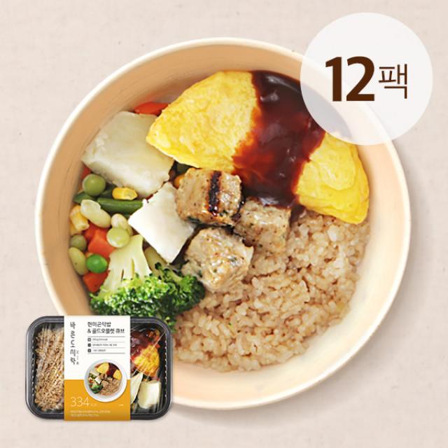 바르닭 바른도시락 현미곤약밥 & 골드오믈렛 큐브, 250g, 12팩