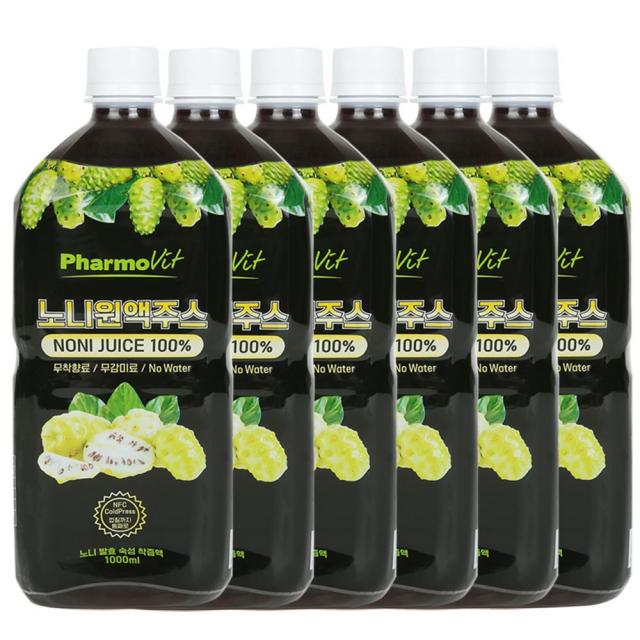 파모빗 발효 숙성 노니원액주스 100% 1000ml, 6병, 1000ml