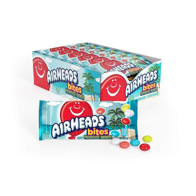 Airheads Bites Paradise Blends 바이츠 파라다이스 블렌드 18팩 입덧 오트밀 페인트 눈깔 금연 임산부간식 사탕 캔디, 1set