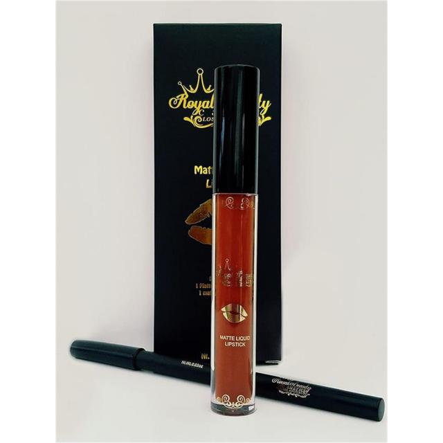 Royal Beauty Cosmetics Los Angeles L.A. 롱 착용 매트 립 키트 볶음 Long Wearing Matte Lip Kit Roasted Chestnut, 단일상품, 단일상품