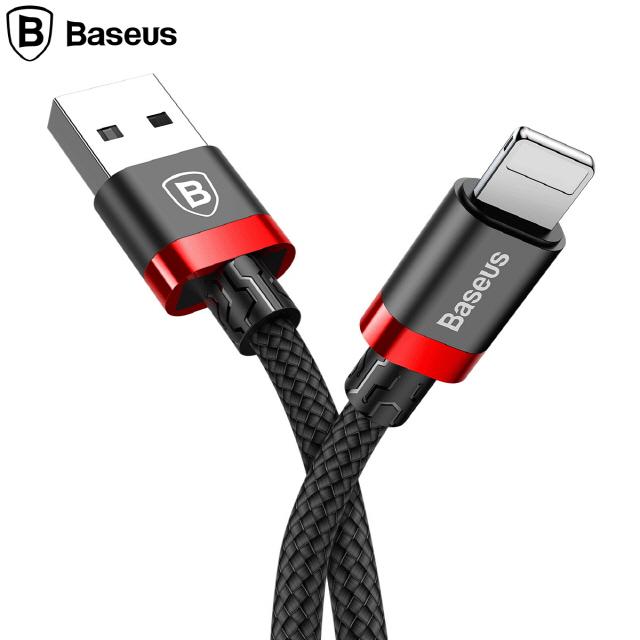 베이스어스 8P TO USB2.0 골든벨트 케이블 2A 1.5M (블랙레드) 고속충전케이블/c타입케이블/5핀케이블/휴대폰충전기/스마트폰충전케이블/c타입고속충전케이블/충전기케이블/8핀케이블/마그네틱케이블/c타입충전기, 단일 수량, 단일 색상