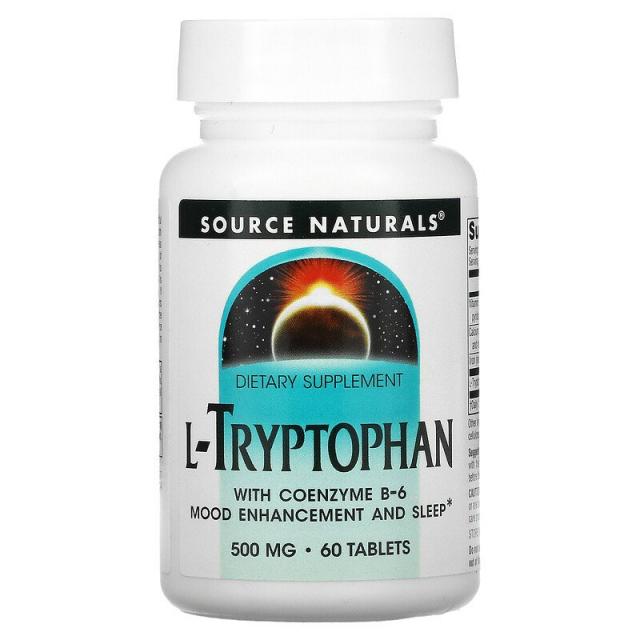 Source Naturals 코엔자임 B6가 포함된 L-트립토판 500mg 60정