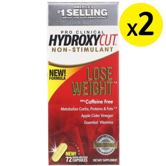 [미국직구]Hydroxycut Pro Clinical Hydroxycut 각성제 무함유 신속 방출정 72정 2개, 상세설명참조