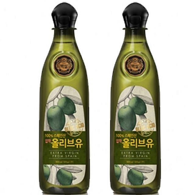 윤성커뮤니케이션 CJ 압착 올리브유 500ml x 2개 엑스트라 버진 뒷맛 깔끔 담백 깔끔마개 엑스트라버진, 1