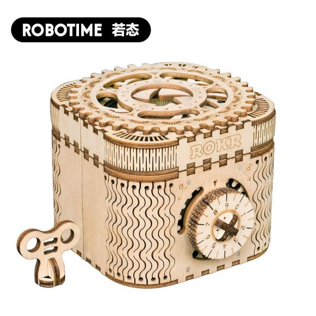 로보타임 Robotime 우드조립 메카니컬 기어 비행선 3D 입체퍼즐 키덜드 친구선물, LK502 비밀번호 상자, 입체퍼즐개