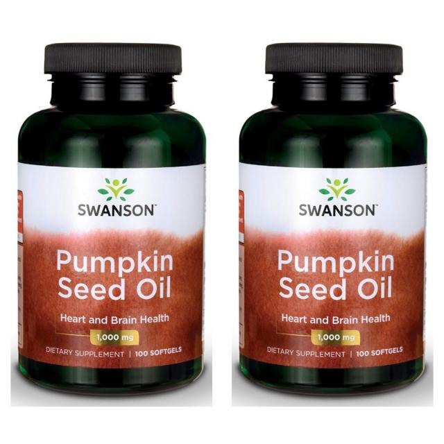 Swanson 스완슨 펌킨 씨드 오일 호박씨유 1000 mg 100 소프트젤 (2팩), 1개