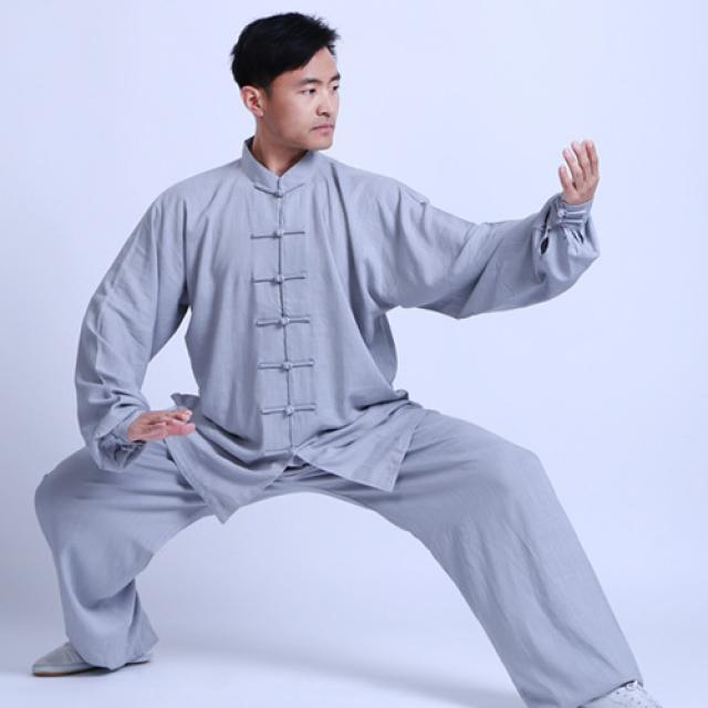 무술 태극복 퍼포먼스복 하 추 연공 남 봄 면마 여 태극권 린넨 중장년 조깅 반팔