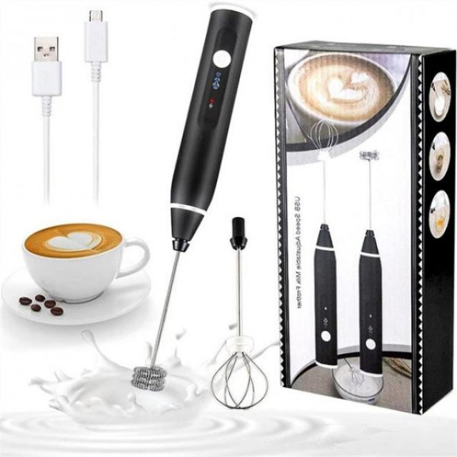 전기 핸드 헬드 우유 Frother 블렌더 USB 충전식 전기 미니 자동 버블 메이커 커피 Cappuccino 치노에 대한 믹서를 털다, Black 1