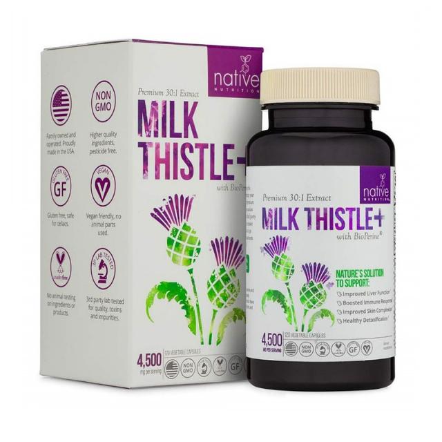 Native Nutrition (2팩) 네이티브 뉴트리션 밀크시슬 150mg 120정 피곤할때영양제 간보조제, 1mg, 2개