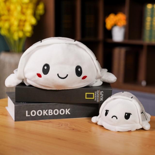 10 ~ 30cm 플립 플러시 동물 및 과일 가역 양면 변형 아보카도 고양이 유니콘 고래 감정적 인 가역 Plushies 어린이 생일 선물, 흰바다거북, 13-15cm