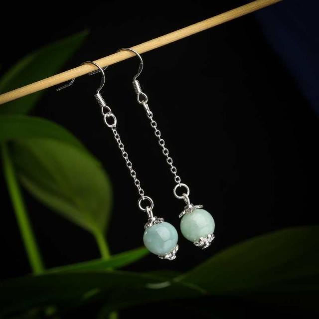 어반30 비취 옥 귀걸이 천연 에메랄드 A 화물 환적 에폭시 마노 귀걸