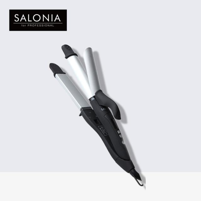 SALONIA 봉 고대기 직권투웨이 머리상하지 않는 전기 권봉 큰 권 에그롤 헤드 물방울누늬 32MM, SL2A 실버